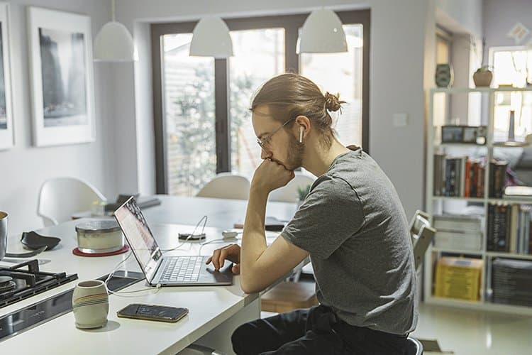 Man working on laptop